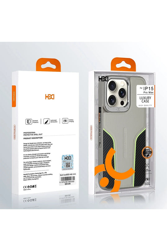 iPhone 14 Pro Max HBC-264 Lambor Karbon Fiber Sport Kapak Kılıf - Derin Mor 7