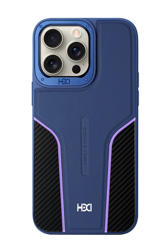 iPhone 14 Pro Max HBC-264 Lambor Karbon Fiber Sport Kapak Kılıf - Lacivert