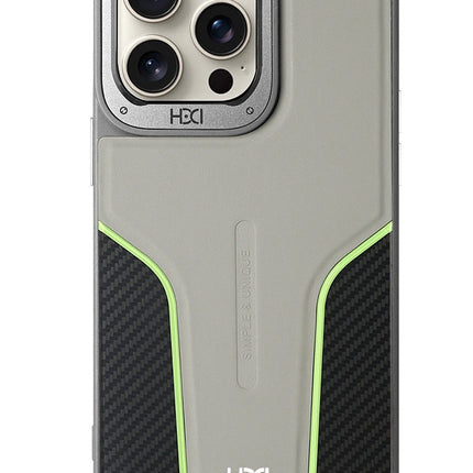 iPhone 14 Pro Max HBC-264 Lambor Karbon Fiber Sport Kapak Kılıf - Natural Grey