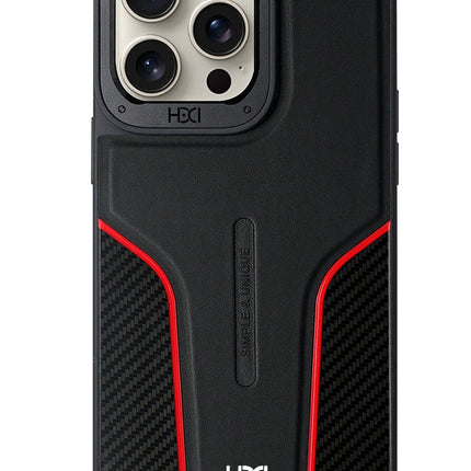 iPhone 14 Pro Max HBC-264 Lambor Karbon Fiber Sport Kapak Kılıf - Siyah