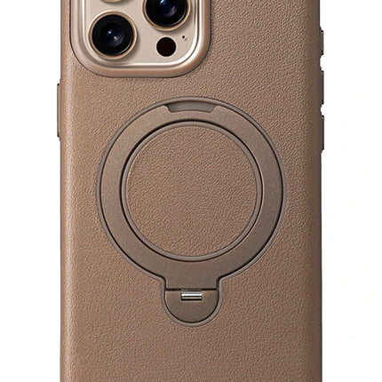 iPhone 14 Pro Max Vapor Deri Magsafe Standlı Kılıf - Gold 2