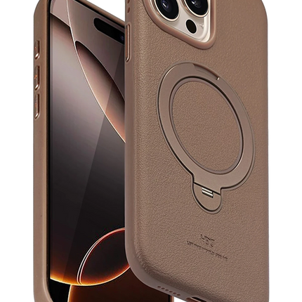 iPhone 14 Pro Max Vapor Deri Magsafe Standlı Kılıf - Gold