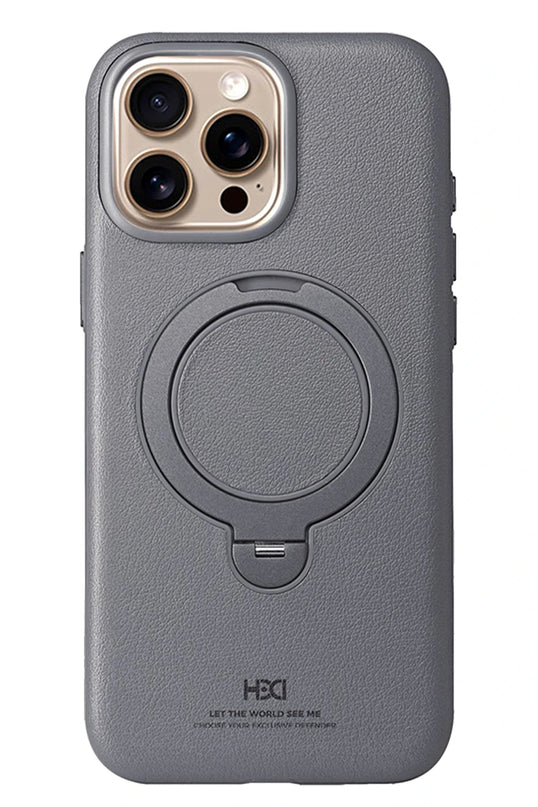 iPhone 14 Pro Max Vapor Deri Magsafe Standlı Kılıf - Titan Gri 2