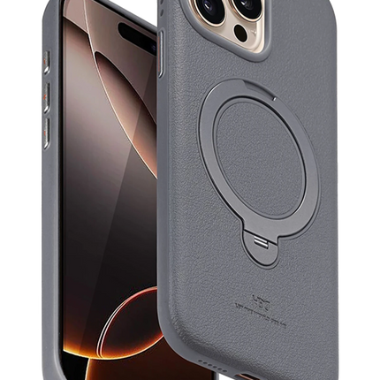 iPhone 14 Pro Max Vapor Deri Magsafe Standlı Kılıf - Titan Gri