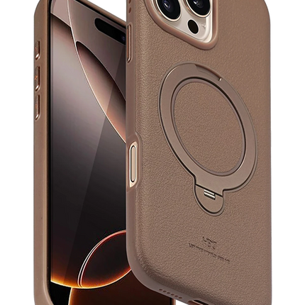 iPhone 16 Pro Vapor Deri Magsafe Standlı Kılıf - Gold