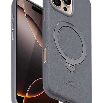iPhone 16 Pro Vapor Deri Magsafe Standlı Kılıf - Titan Gri