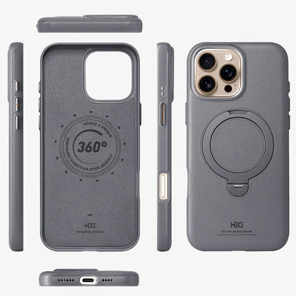 iPhone 16 Pro Vapor Deri Magsafe Standlı Kılıf - Titan Gri 2