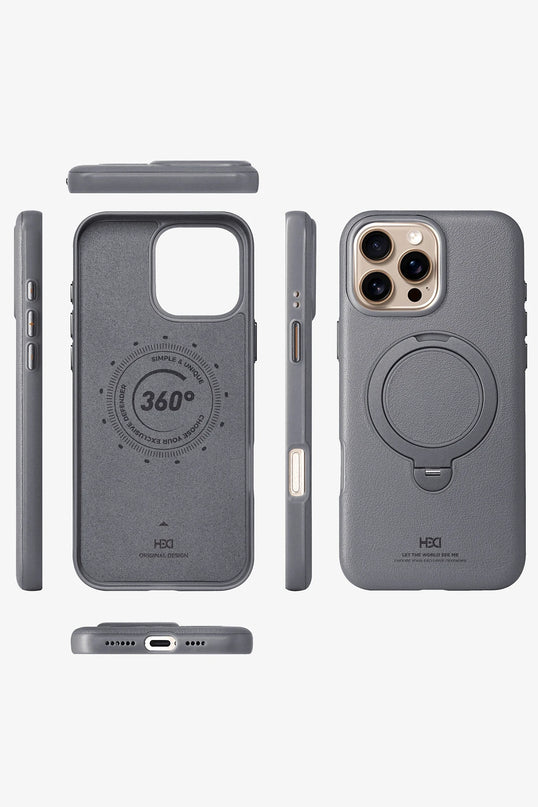iPhone 16 Pro Vapor Deri Magsafe Standlı Kılıf - Titan Gri 2