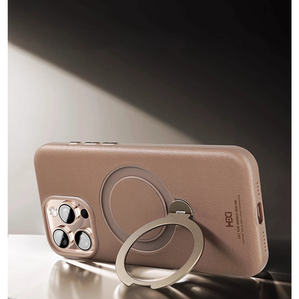 iPhone 16 Pro Vapor Deri Magsafe Standlı Kılıf - Titan Gri 6