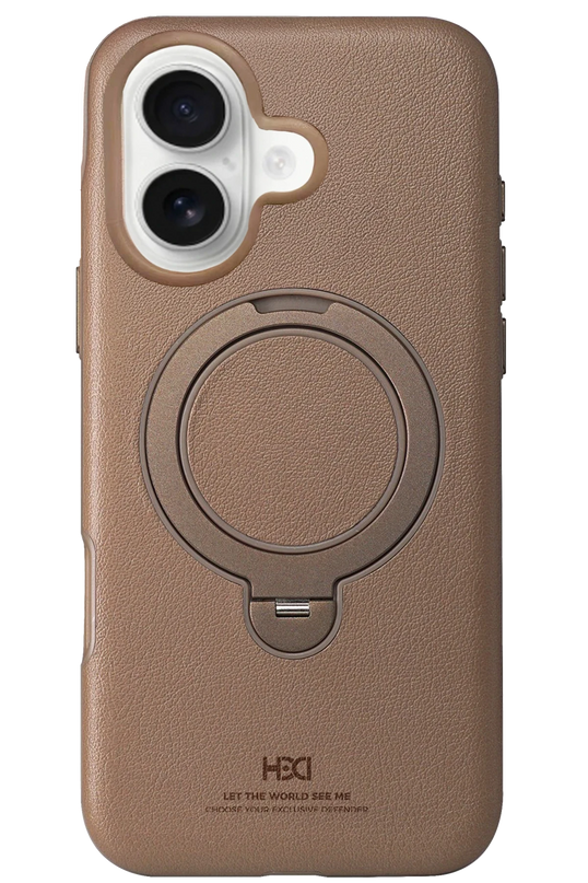 iPhone 16 Vapor Deri Magsafe Standlı Kılıf - Gold