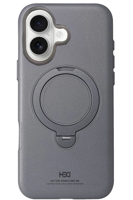 iPhone 16 Vapor Deri Magsafe Standlı Kılıf - Titan Gri