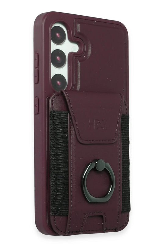 Samsung Galaxy S24 HBC-228 Havana Magnet Kartvizitli Kapak Kılıf - Derin Mor