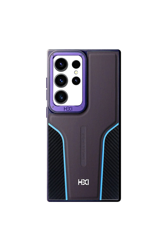 Samsung Galaxy S24 Ultra HBC-264 Lambor Karbon Fiber Sport Kapak Kılıf - Derin Mor
