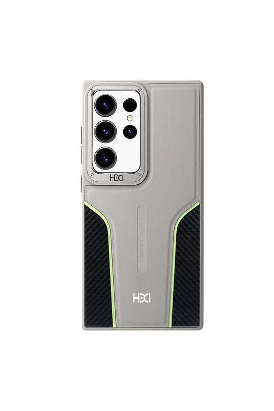 Samsung Galaxy S24 Ultra HBC-264 Lambor Karbon Fiber Sport Kapak Kılıf - Natural Grey