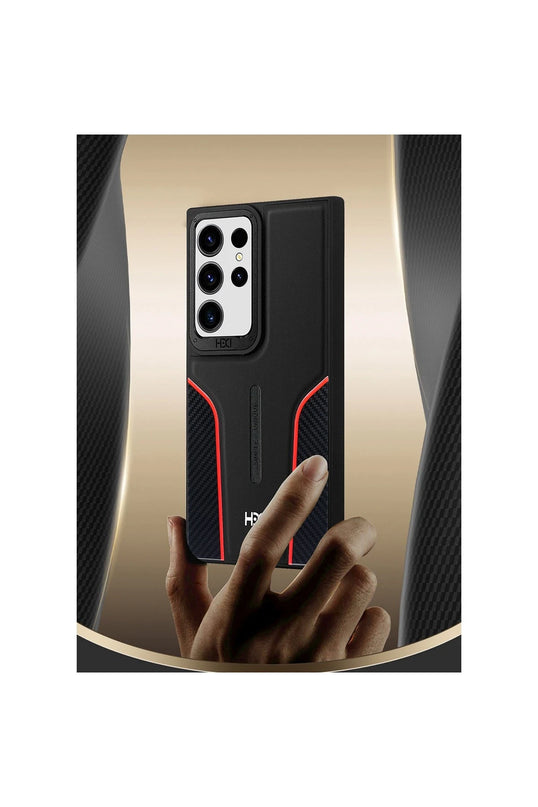 Samsung Galaxy S24 Ultra HBC-264 Lambor Karbon Fiber Sport Kapak Kılıf - Natural Grey 4