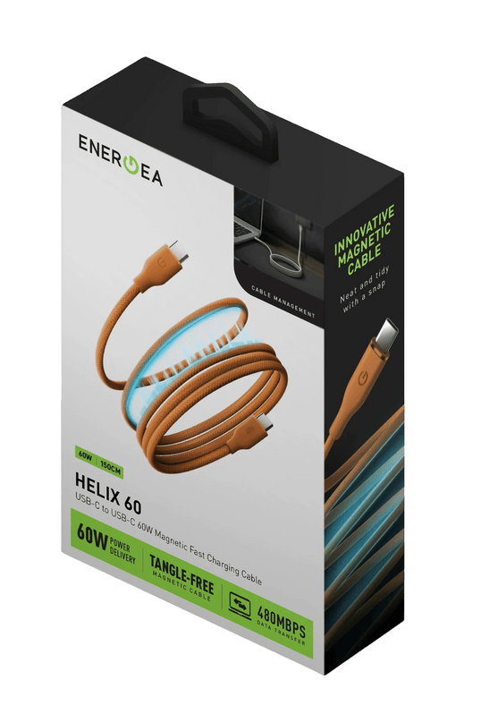 Helix 60 1.5M 60W Manyetik Type-C to Type-C Hızlı Şarj Kablo - Turuncu 3
