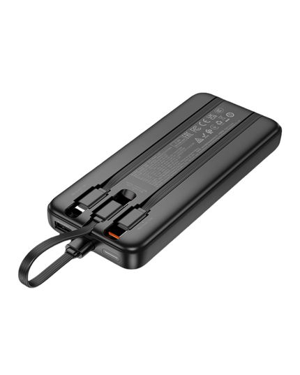J132 Sabio 10.000mAh PD20W Dahili 3 Kablolu Hızlı Şarj Powerbank - Siyah 3