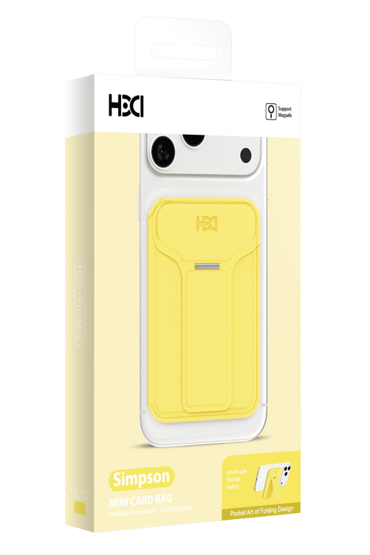 HS-021 Stand Özellikli MagSafe Cüzdan - Sarı 4