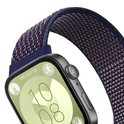 Huawei Fit 4 Hasırlı Cırtcırtlı Kordon - Mavi-Beyaz 2