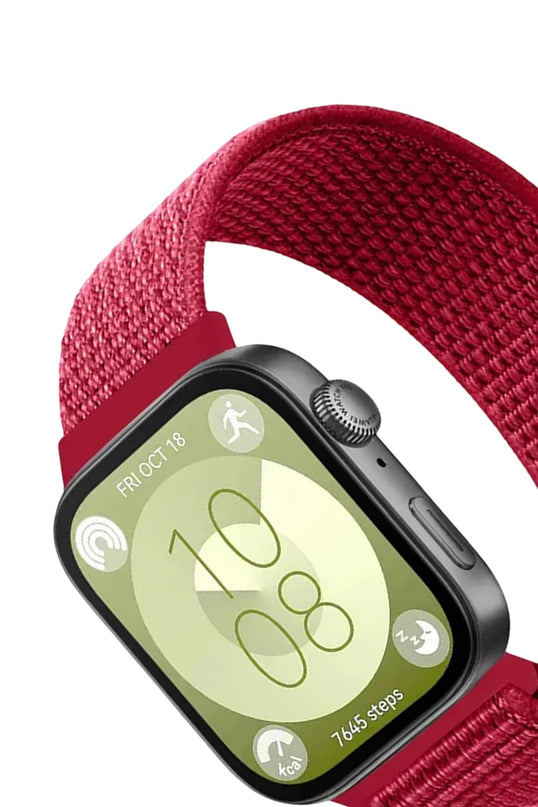 Huawei Fit 4 Hasırlı Cırtcırtlı Kordon - Kırmızı 2