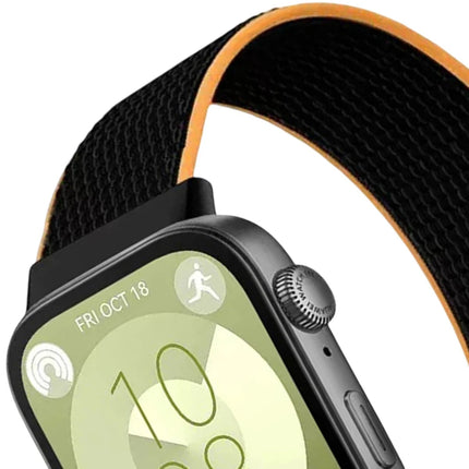 Huawei Fit 4 Hasırlı Cırtcırtlı Kordon - Siyah-Turuncu 2