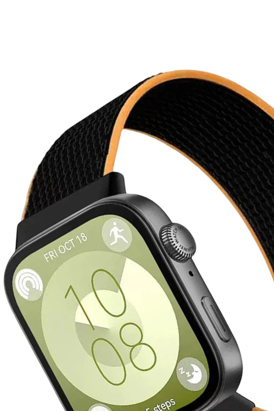 Huawei Fit 4 Hasırlı Cırtcırtlı Kordon - Siyah-Turuncu 2