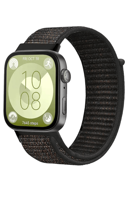 Huawei Fit 4 Hasırlı Cırtcırtlı Kordon - Siyah