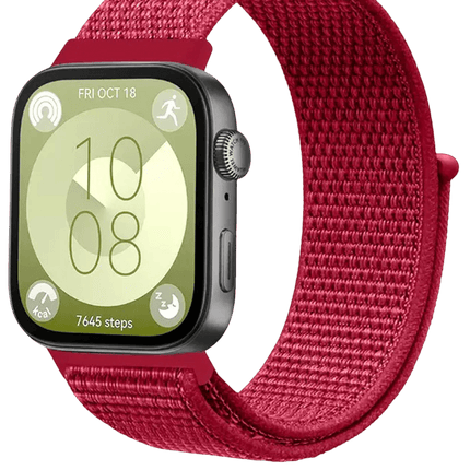 Huawei Fit 4 Hasırlı Cırtcırtlı Kordon - Kırmızı