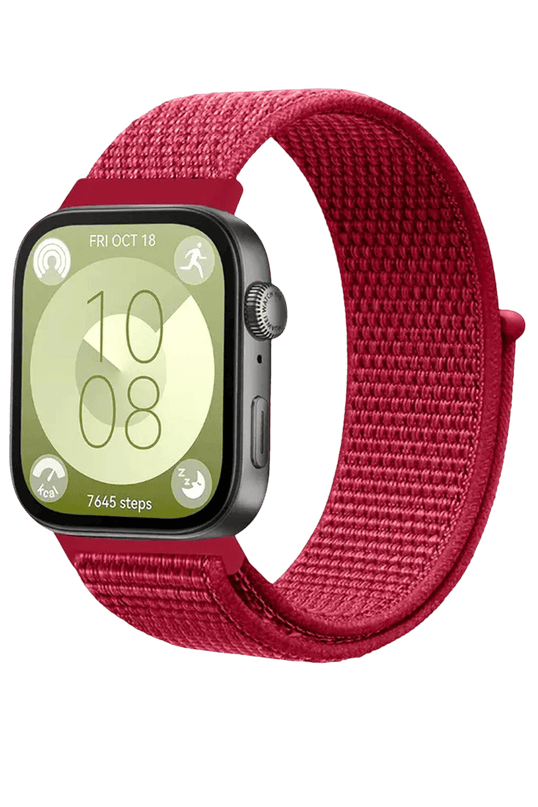 Huawei Fit 4 Hasırlı Cırtcırtlı Kordon - Kırmızı