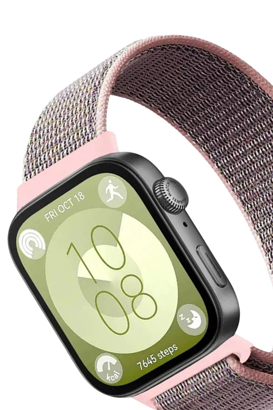 Huawei Fit 4 Hasırlı Cırtcırtlı Kordon - Pembe 2