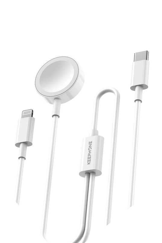 IC-013 Type-C to Lightning ve Kablosuz Saat Şarj Çıkışlı 2in1 Hızlı Şarj Kablosu