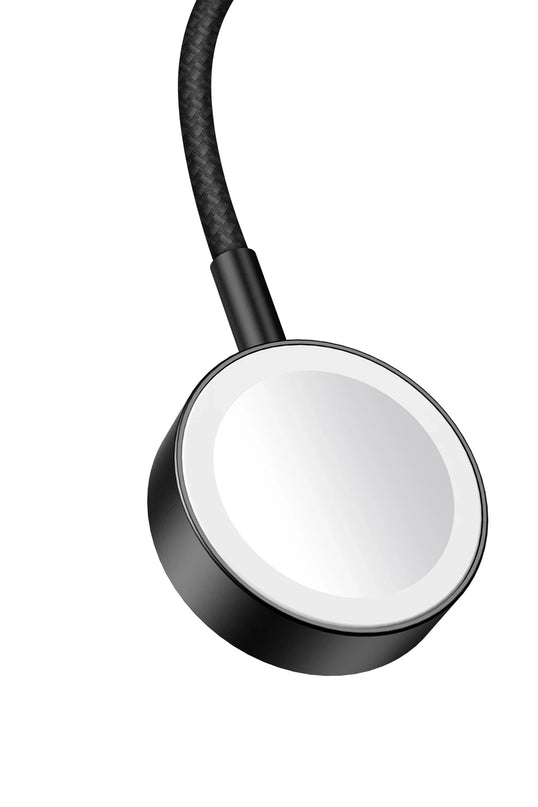 IC-016 Type-C to Kablosuz Saat Şarj Çıkışlı Örgü Hızlı Şarj Kablosu 2
