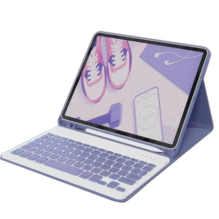 iPad 10.2 (9.nesil) Kılıf KC01 Smart Klavyeli Tablet Kılıfı - Derin Mor