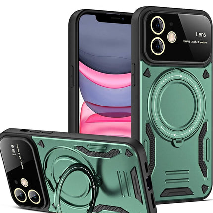 iPhone 11 Joy Lens Standlı Kapak Kılıf - Koyu Yeşil