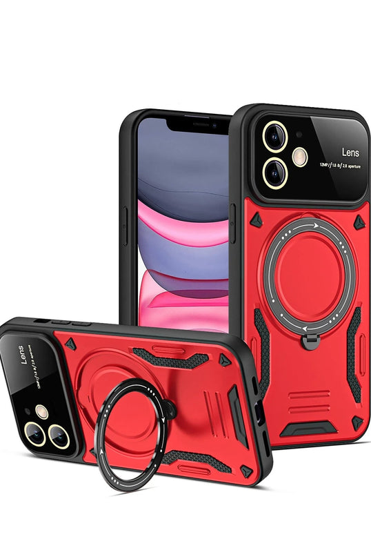 iPhone 11 Joy Lens Standlı Kapak Kılıf - Kırmızı