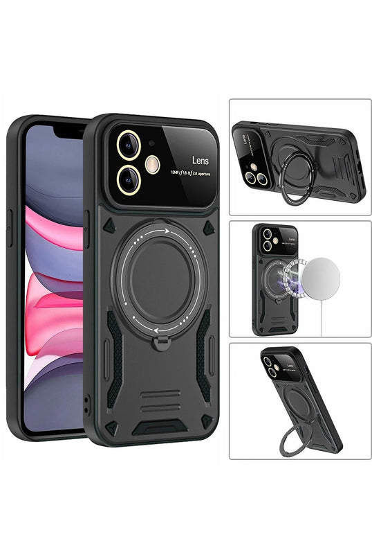iPhone 11 Joy Lens Standlı Kapak Kılıf - Koyu Yeşil 3