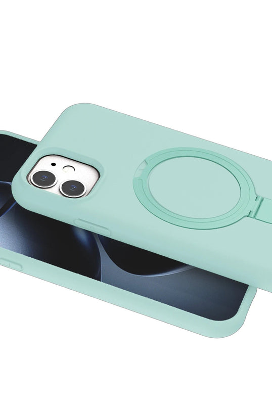 iPhone 11 Regal Magsafe Standlı Kapak Kılıf - Su Yeşili 4