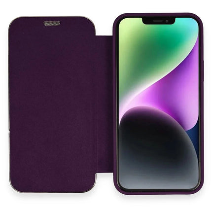 iPhone 12 Dolpin Kapaklı Kılıf - Derin Mor