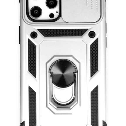 iPhone 12 Pro Max Pars Lens Yüzüklü Silikon Kılıf - Gümüş
