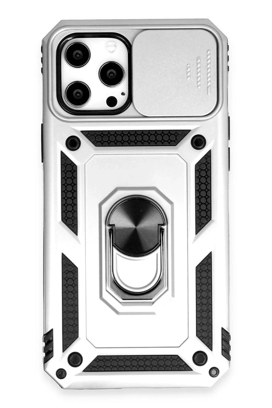 iPhone 12 Pro Max Pars Lens Yüzüklü Silikon Kılıf - Gümüş