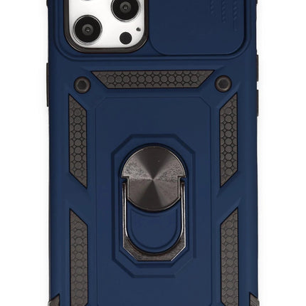 iPhone 12 Pro Max Pars Lens Yüzüklü Silikon Kılıf - Lacivert