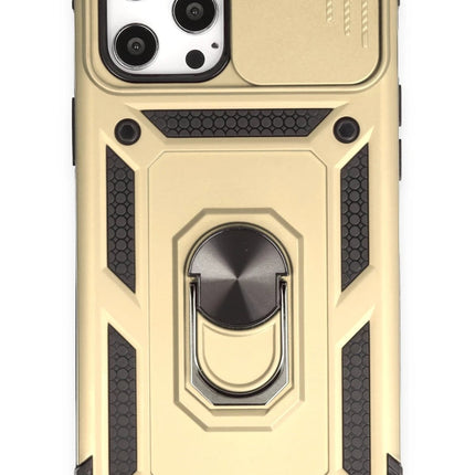 iPhone 12 Pro Max Pars Lens Yüzüklü Silikon Kılıf - Gold