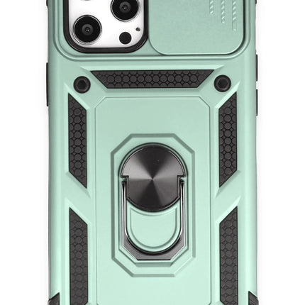 iPhone 12 Pro Max Pars Lens Yüzüklü Silikon Kılıf - Yeşil