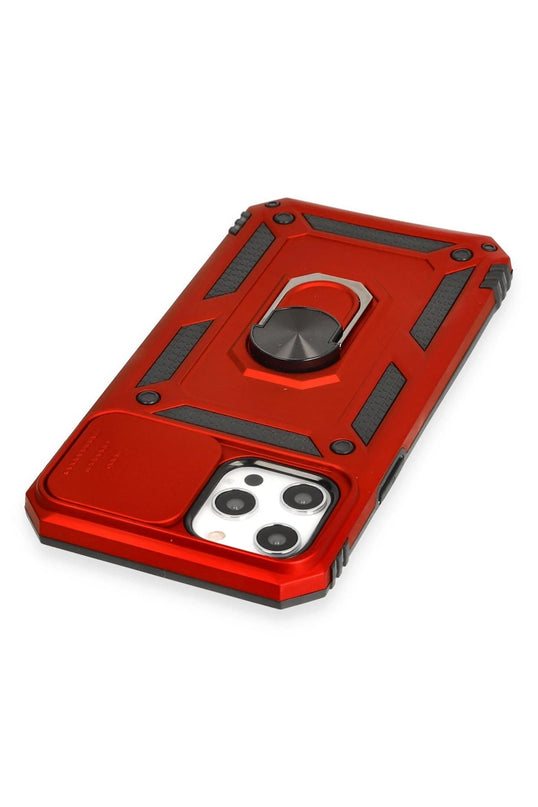 iPhone 12 Pro Max Pars Lens Yüzüklü Silikon Kılıf - Kırmızı 5