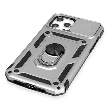 iPhone 12 Pro Max Pars Lens Yüzüklü Silikon Kılıf - Gümüş 4