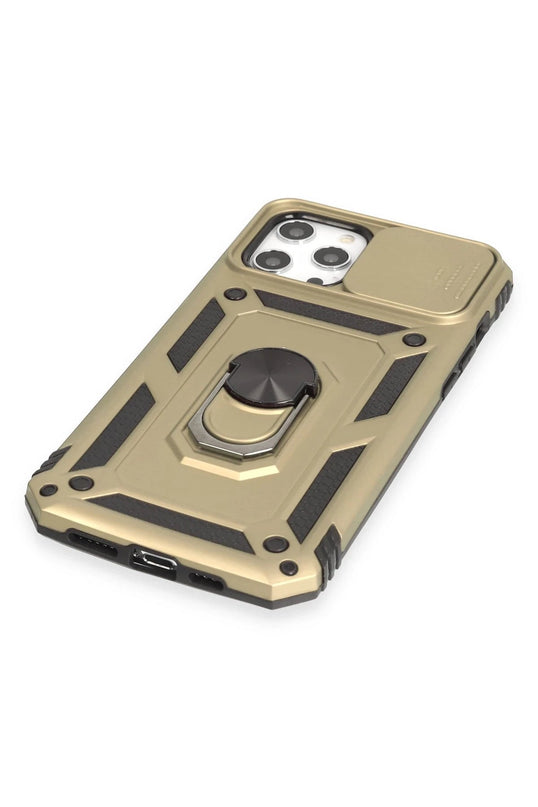 iPhone 12 Pro Max Pars Lens Yüzüklü Silikon Kılıf - Gold 4