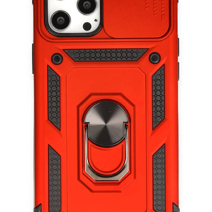 iPhone 12 Pro Max Pars Lens Yüzüklü Silikon Kılıf - Kırmızı