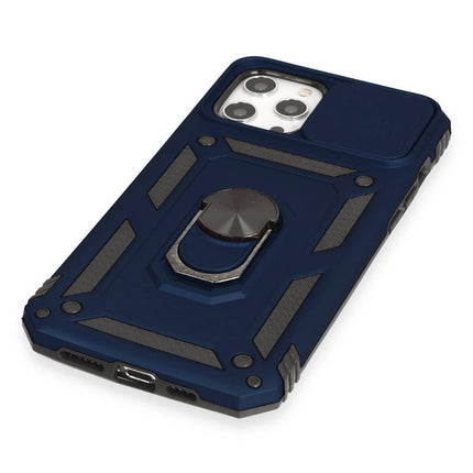 iPhone 12 Pro Max Pars Lens Yüzüklü Silikon Kılıf - Lacivert 4