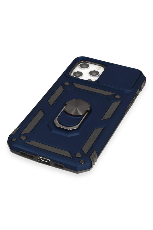 iPhone 12 Pro Max Pars Lens Yüzüklü Silikon Kılıf - Lacivert 4