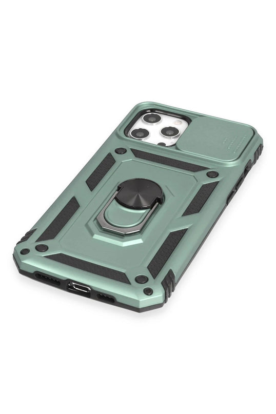iPhone 12 Pro Max Pars Lens Yüzüklü Silikon Kılıf - Yeşil 4
